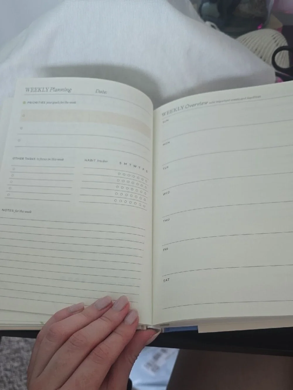 'Start Fresh Every Day' Cream Planner with Blue Text